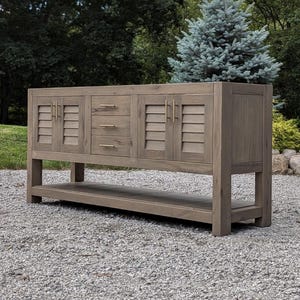 Handmade Bathroom Vanity (72") Dual Sink - White Oak (Louvered Doors)  #8972-L