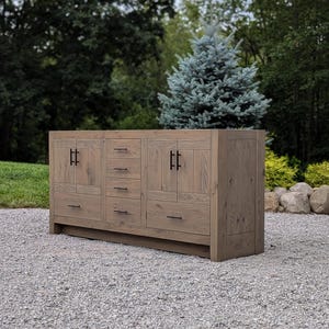 Handmade Bathroom Vanity (72&quot;) Dual Sink - White Oak (Vogue Doors)  #6488-V
