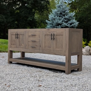 Handmade Bathroom Vanity (72&quot;) Dual Sink - White Oak (Paneled Doors)  #8972-P
