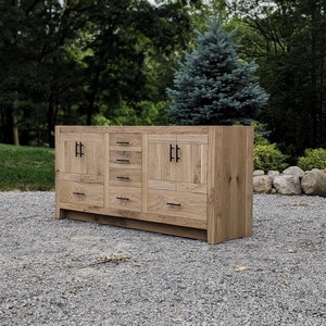 Handmade Bathroom Vanity (72&quot;) Dual Sink - White Oak (Vogue Doors)  #2213-V