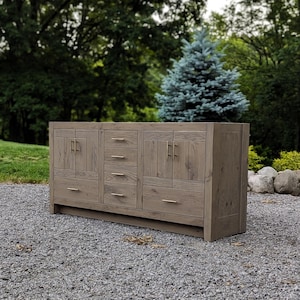 Handmade Bathroom Vanity (72&quot;) Dual Sink - White Oak (Vogue Doors)  #6488-V
