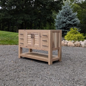 Handmade Bathroom Vanity (48") - White Oak (Louvered Doors)  #3356-L