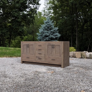 Handmade Bathroom Vanity (72&quot;) Dual Sink - White Oak (Paneled Doors)  #6488-P