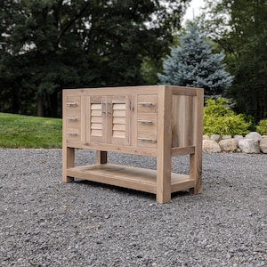 Handmade Bathroom Vanity (48") - White Oak (Louvered Doors)  #3356-L
