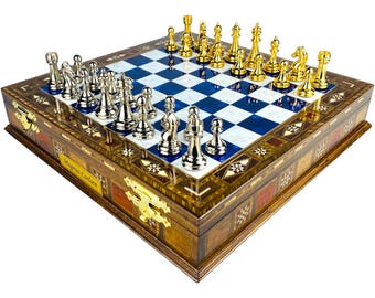 妖精チェス駒とボードセット 美品 レア チェスセット 将棋 ボードゲーム クラシックスタイルの金属製チェス駒が付いた高級チェスセット - 収納