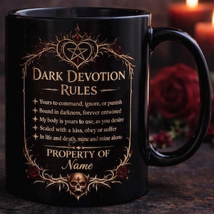 Dark Romance Tasse Dark Devotion Rules Property of Name Personalisierte Gothic Tasse Geschenk