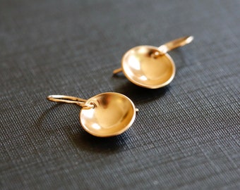 14K Gold Filled Dome Earrings: Handmade Concave Reflecting Pools