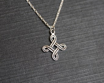 Saint John's Arms Necklace in Sterling Silver - Bowen Knot Necklace - Finnish Hannunvaakuna and Swedish Looped Square, Ancient Symbol