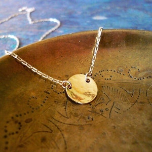 Gold Coin Necklace. 14K Gold Filled Necklace. Gold Circle Necklace. Hammered Gold Disc Necklace. Classic minimalist jewelry. Great gift.