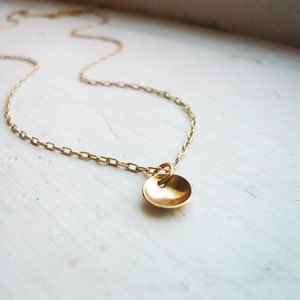 Tiny Pool Necklace in 14K Gold Filled Sweet Gift, Dainty Everyday Necklace, Tiny Gold Circle Necklace image 2