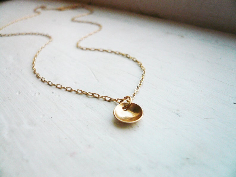 Tiny Pool Necklace in 14K Gold Filled Sweet Gift, Dainty Everyday Necklace, Tiny Gold Circle Necklace image 2