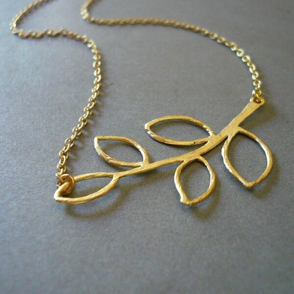 Brushed Gold Branch Necklace