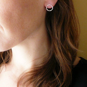 Handmade Hammered Sterling Silver Circle Post Earrings