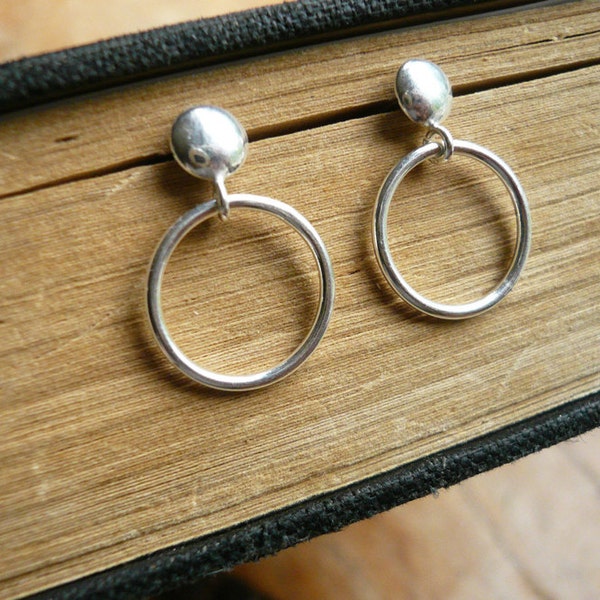 Tiny Circle Post Earrings in Sterling Silver