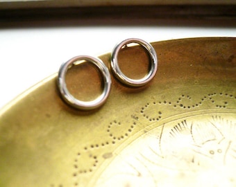 Small Silver Circle Post Hoops - Sterling Silver Open Circle Hoop Earrings, Handmade Sterling Silver Post Stud Circle Earrings
