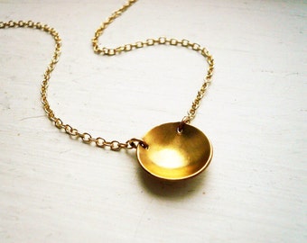 Reflecting Pool Necklace in Gold Filled - Dainty Gold Circle Necklace, Simple Jewelry