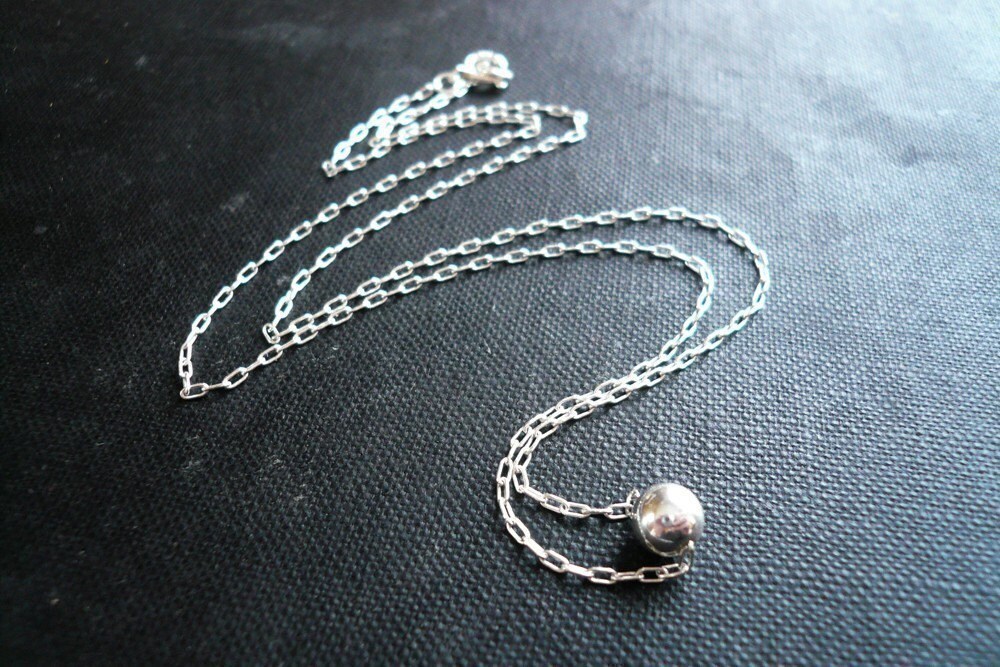 Tiny Bead Necklace in Sterling Silver Sweet Dainty Tiny Etsy