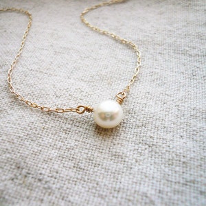Perfect Pearl Necklace - Single Pearl Solitaire Necklace. Fresh Water Pearl and Gold Filled. Real Pearl Necklace. June Birthstone.