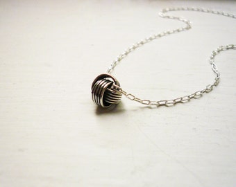 Silver Love Knot Necklace in Sterling Silver - Sweet and Simple Dainty Necklace