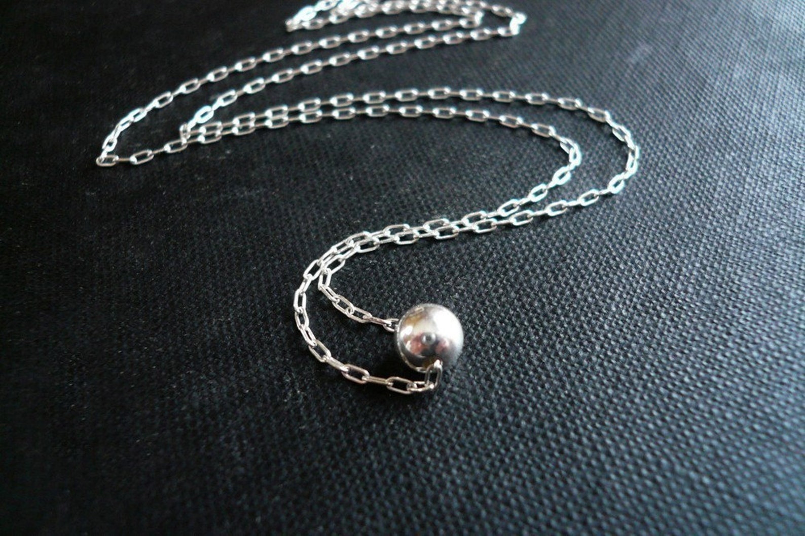 Tiny Bead Necklace in Sterling Silver Sweet Dainty Tiny Etsy