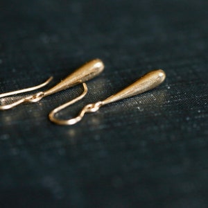 Long Gold Drop Earrings. 14K Gold Filled and Solid Bronze Earrings. Minimalist Gold Teardrop Earrings. Perfect Everyday Gold Earrings. image 9