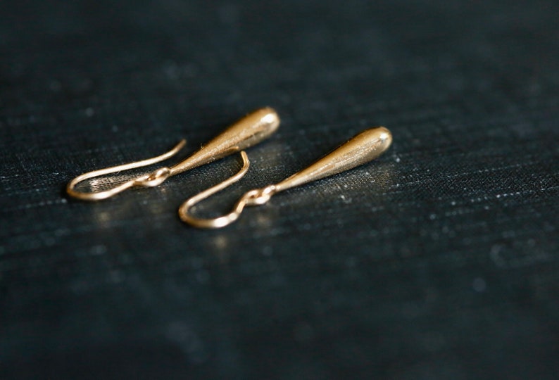 Long Gold Drop Earrings. 14K Gold Filled and Solid Bronze Earrings. Minimalist Gold Teardrop Earrings. Perfect Everyday Gold Earrings. image 9
