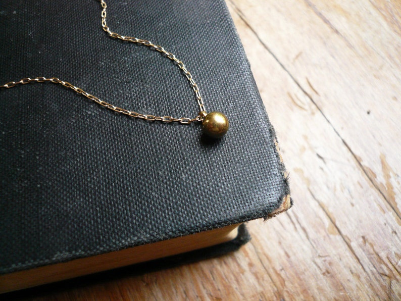 Tiny Gold Ball Necklace in Gold Filled and Brass Sweet Everyday Gold Necklace image 2