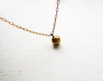 Tiny Gold Ball Necklace in Gold Filled and Brass - Sweet Everyday Gold Necklace