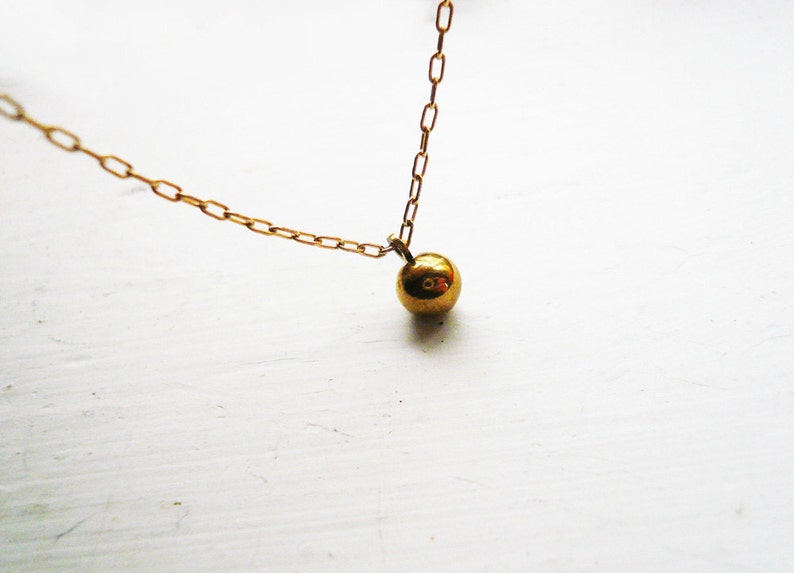 Tiny Gold Ball Necklace in Gold Filled and Brass Sweet Everyday Gold Necklace image 1