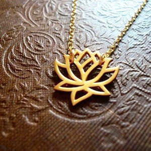 Blooming Lotus Flower Necklace in Natural Brass and Gold Filled image 1