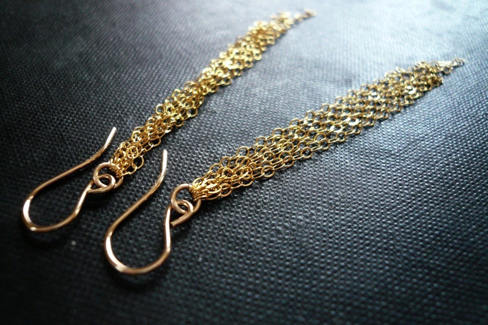 Cascading Long Gold Chain Earrings in Gold Filled Etsy