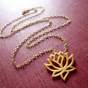 Blooming Lotus Flower Necklace in Natural Brass and Gold Filled image 3