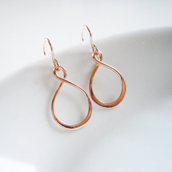 Rose Gold Infinity Earrings - Small Infinity Earrings in Rose Gold Filled and Rose Gold Vermeil - Pink Gold Earrings