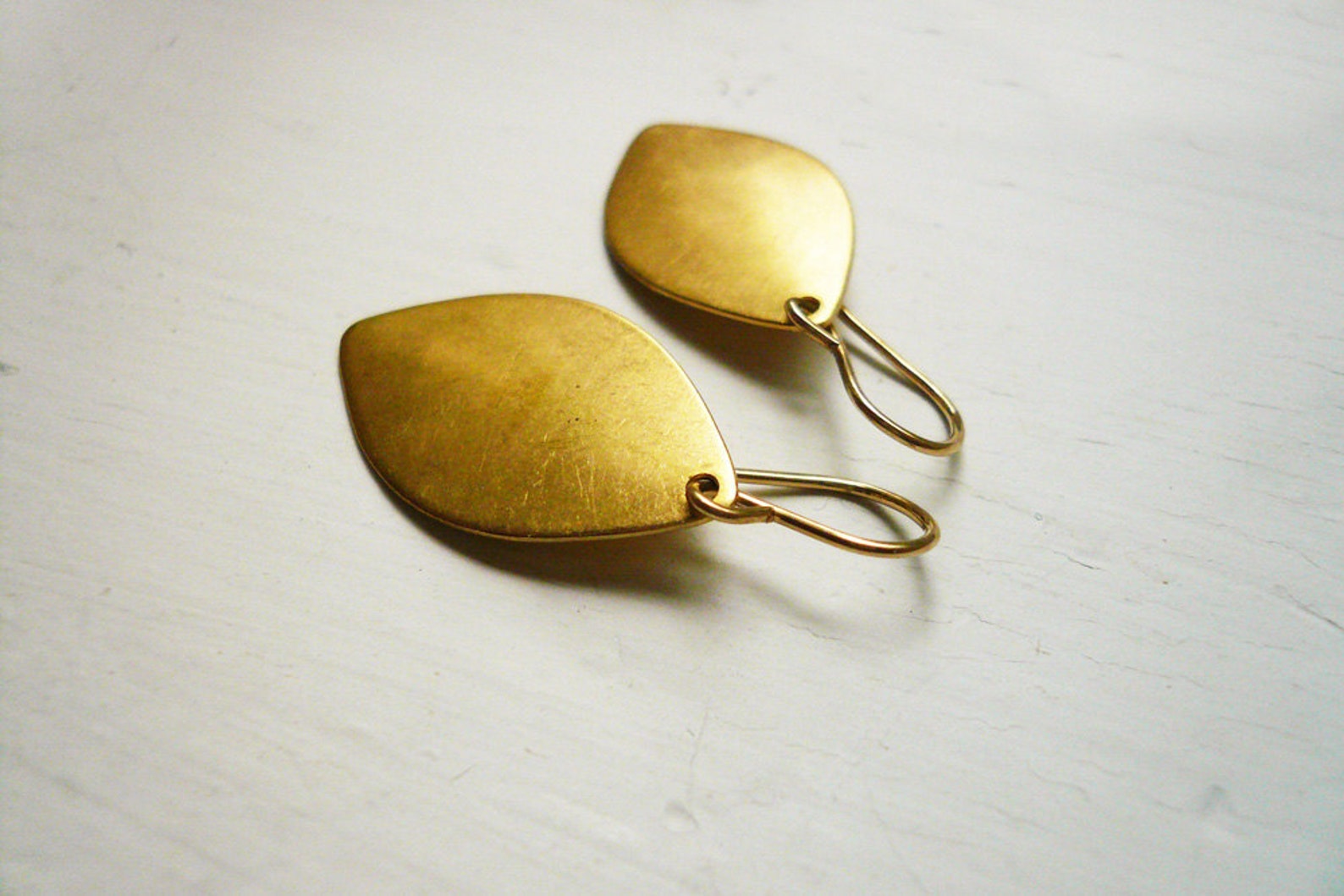 Simple Gold Leaf Earrings in Vintage Brass and Gold Filled Etsy