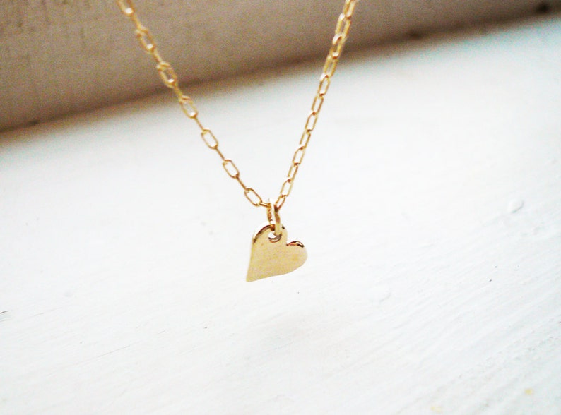 Little Gold Sweet Heart Necklace in Gold Filled and Brass - Etsy