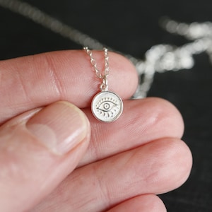 Tiny Sterling Silver Evil Eye Necklace, Protective Amulet