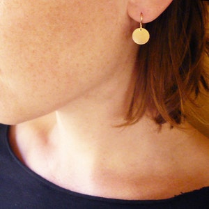 Simple Gold Circle Drop Earrings in Gold Filled - Dainty Everyday Earrings