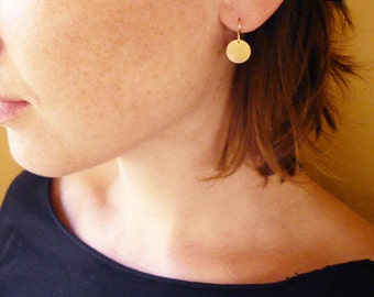 Simple Gold Circle Drop Earrings in Gold Filled - Dainty Everyday Earrings