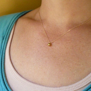 Tiny Gold Ball Necklace in Gold Filled and Brass Sweet Everyday Gold Necklace image 4