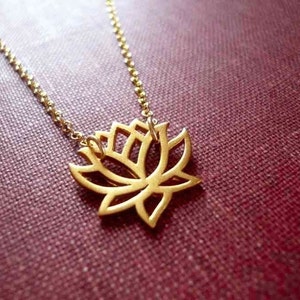 Blooming Lotus Flower Necklace in Natural Brass and Gold Filled image 2