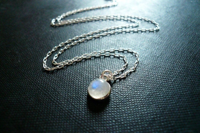 Dainty Rainbow Moonstone Pendant Necklace. Sweet Tiny Gemstone Drop. Minimalist moonstone chakra necklace Magical June Birthstone. 