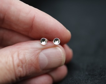 Dainty Reflecting Pool Earrings - Sterling Silver Dot Studs, 5mm