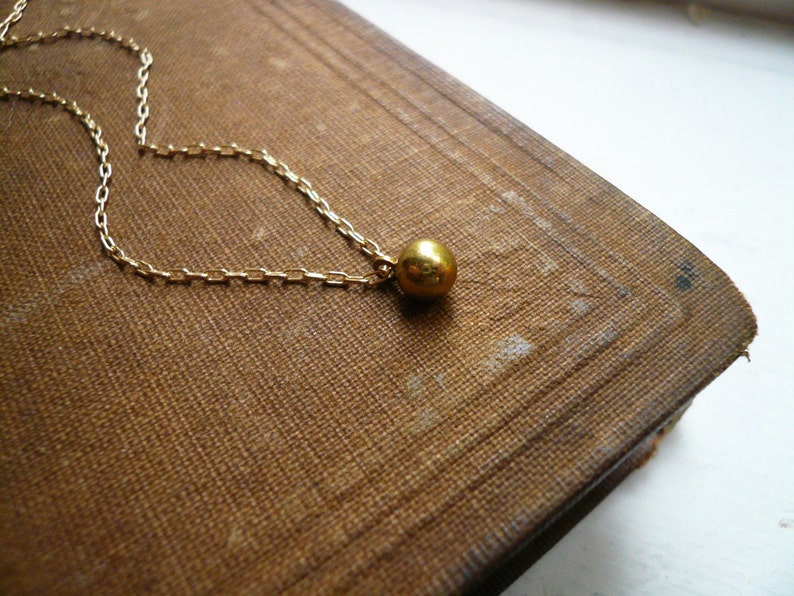 Tiny Gold Ball Necklace in Gold Filled and Brass Sweet Everyday Gold Necklace image 3