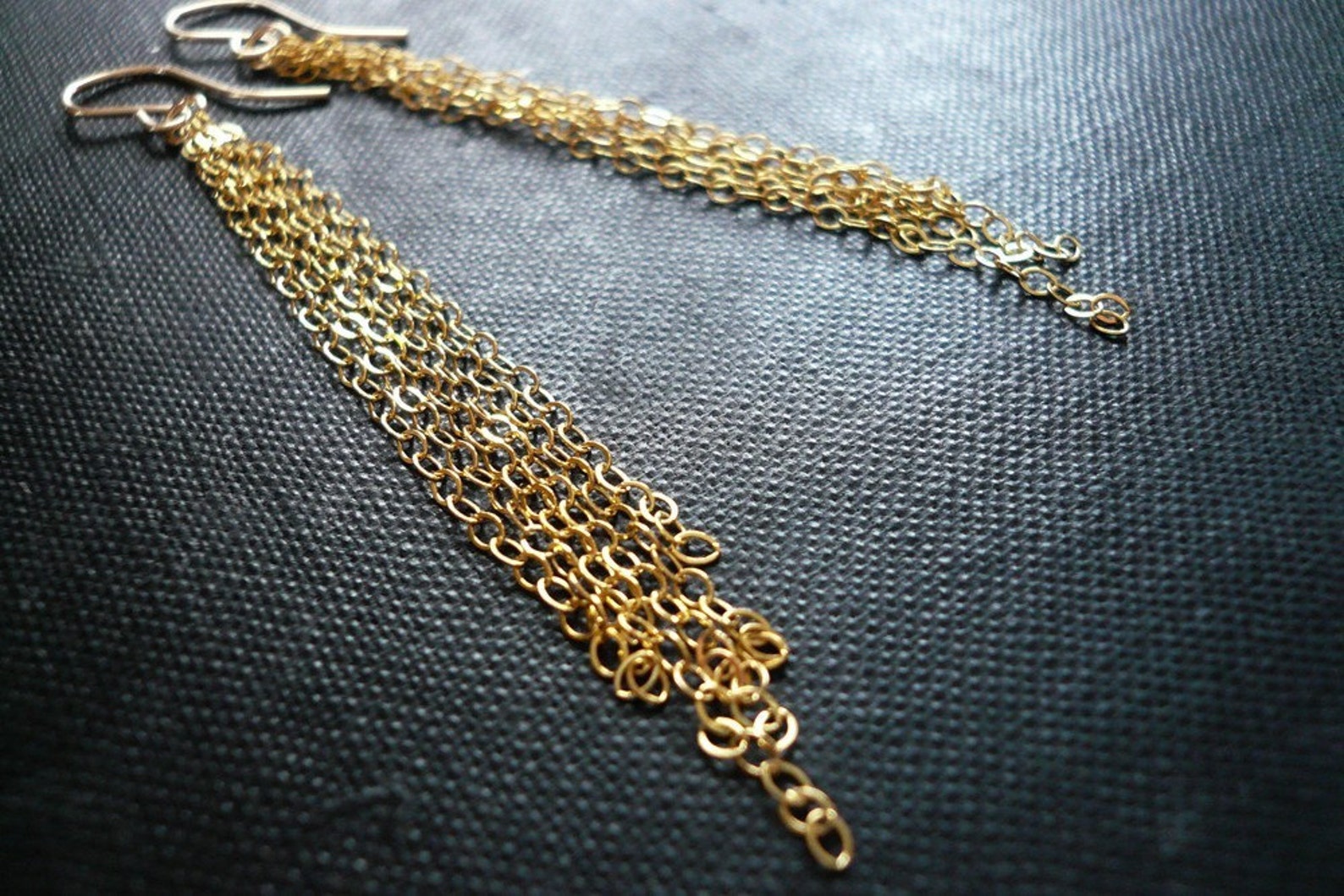 Cascading Long Gold Chain Earrings in Gold Filled Etsy
