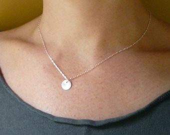 Moon Drop Necklace in Sterling Silver - Tiny Silver Dot Necklace