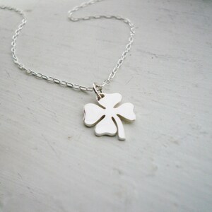 Tiny Four Leaf Clover Necklace in Sterling Silver Sweet and Simple Shamrock for Good Luck image 2