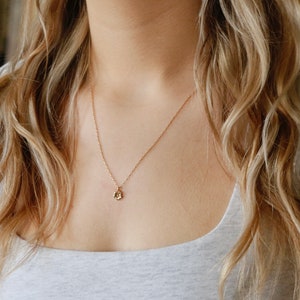 Gold Cherry Blossom Necklace. Flower Charm Necklace. Bronze and 14K gold filled paperclip chain. Gold Sakura Necklace. Tiny flower charm.