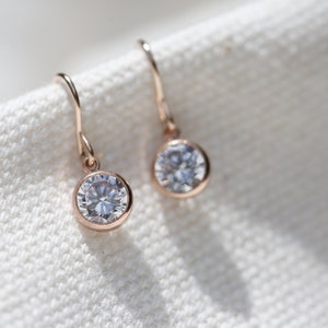 Rose Gold Earrings Tiny Pink Gold CZ Earrings Rose Gold Bridal Earrings, 14K Gold Filled Earrings, Diamond Look Earrings Cubic Zirconia image 4
