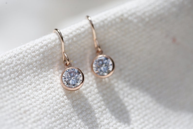 Rose Gold Earrings Tiny Pink Gold CZ Earrings Rose Gold Bridal Earrings, 14K Gold Filled Earrings, Diamond Look Earrings Cubic Zirconia image 4