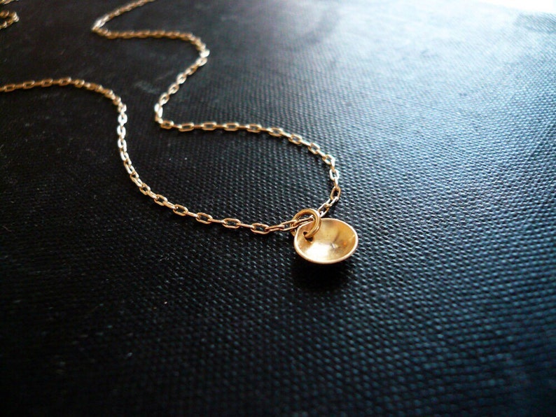 Tiny Pool Necklace in 14K Gold Filled Sweet Gift, Dainty Everyday Necklace, Tiny Gold Circle Necklace image 1